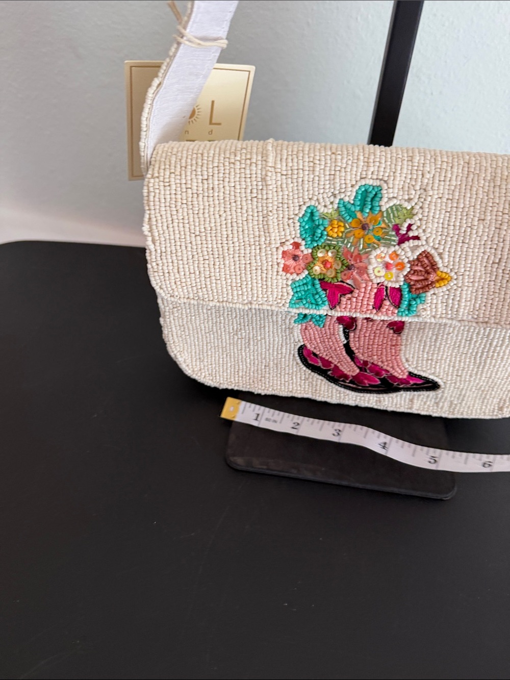 SOL and MĒR | Cowgirl Western Chic Pink Boot/Floral Beaded Shoulder Bag - Picture 12 of 14